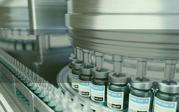 Línea de producción de medicamentos en viales